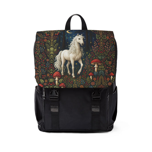 Táltos Ló Horse in Dark Forest Floral Backpack