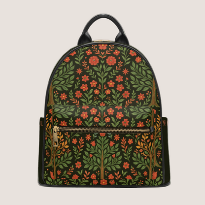 Backpack with floral pattern on a beige background