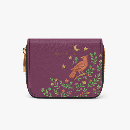 Purple Turul Bird Madár pouch wallet with bird and floral design on branches
