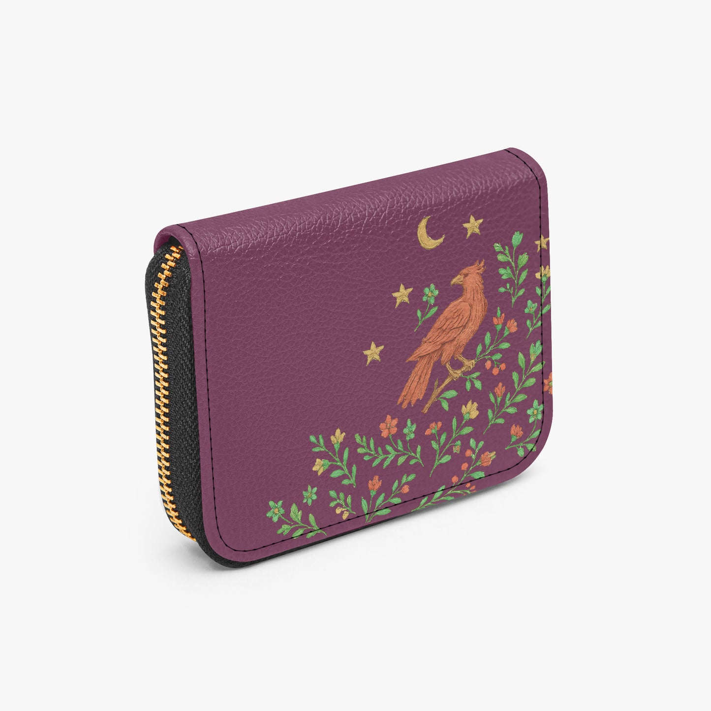 Purple Turul Bird Madár pouch wallet with bird and floral design on branches