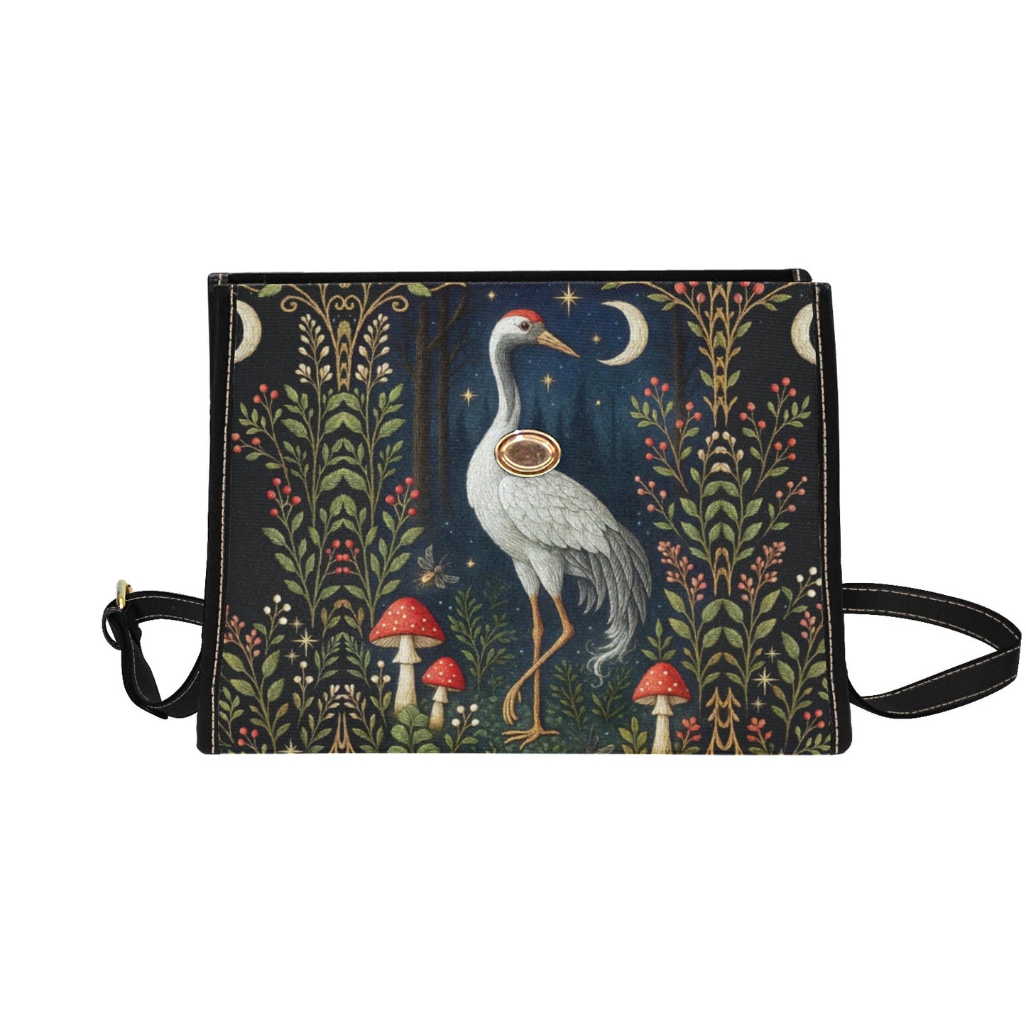 Crane Daru in the Enchanted Forest Shoulder Bag
